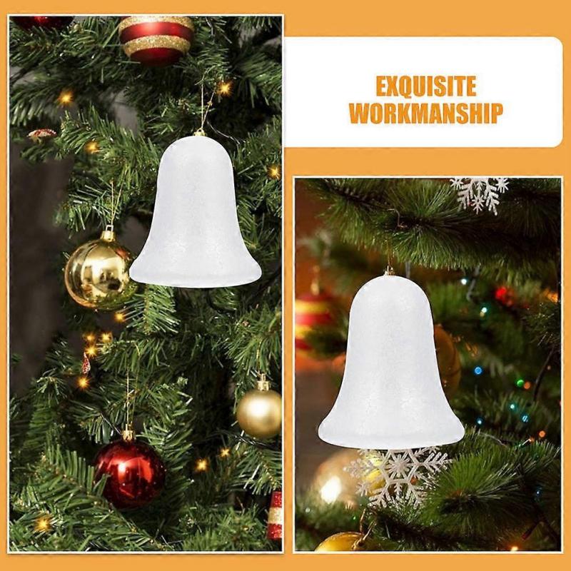 White Foam Bells for Christmas Tree Decoration 6Pcs Ornaments
