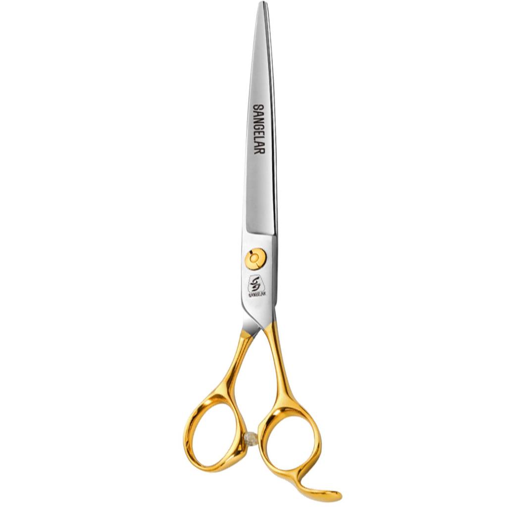 SANGELAR 7.5 Inch Professional Dog Grooming Scissors Straight Pet Grooming Shears for Cutting Dogs Cat Thick Hair 440C Stainless Steel