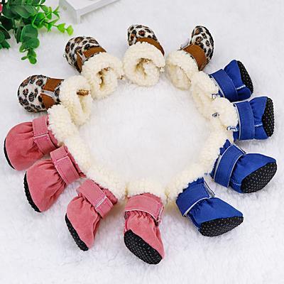 4pcs Winter Dog Pet Shoes Anti-slip Snow Boots for Small Dogs Thick Cat Puppy Shoes Socks Pet Boots for Chihuahua Yorkshire