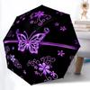 1pc Butterfly Purple Floral Art Automatic Folding Umbrella, 8-Rib Iron Frame, Casual Outdoor Accessory for Birthday Festival Gifts Yy251128187