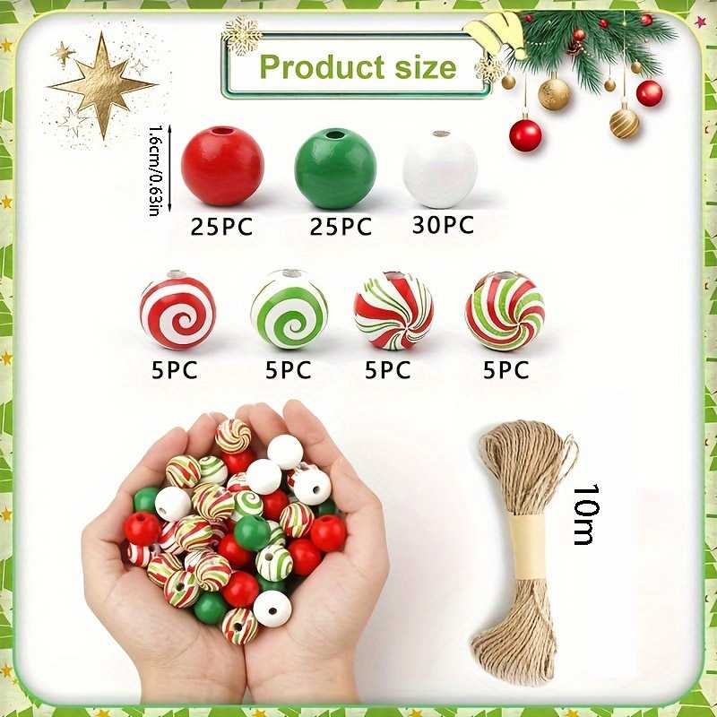 Random size quantity Christmas wooden beads Christmas wooden beads Christmas round beads Winter pine round beads natural wood