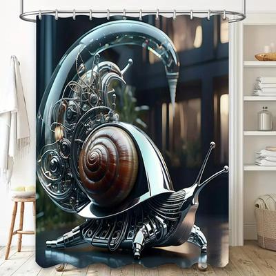 Steampunk Mechanische Schnecke Duschvorhang Badezimmer Dekoration Wasserdichtes Gewebe 3D Bedruckt Künstlerisch Modern Wohnkultur für Kinder B