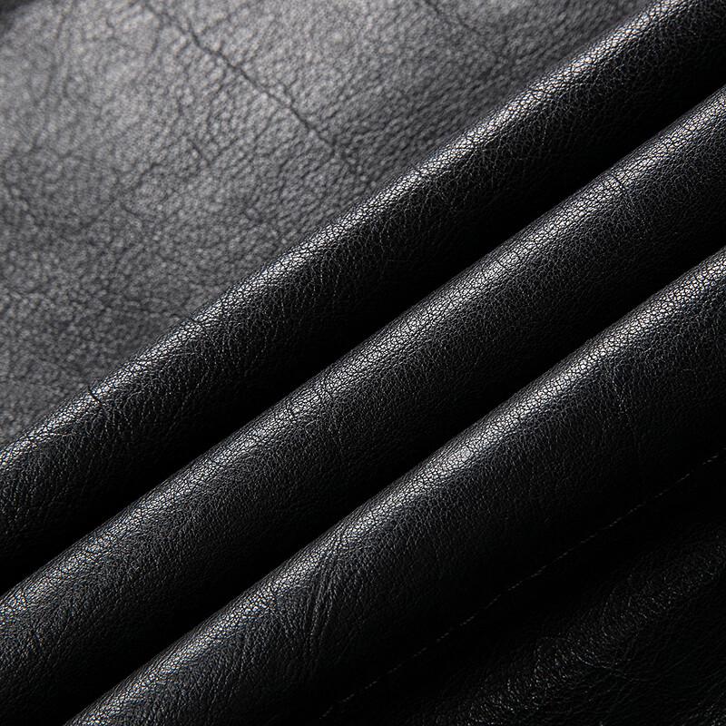 FAPAI Men's Genuine Leather Lapel Zipper Jacket