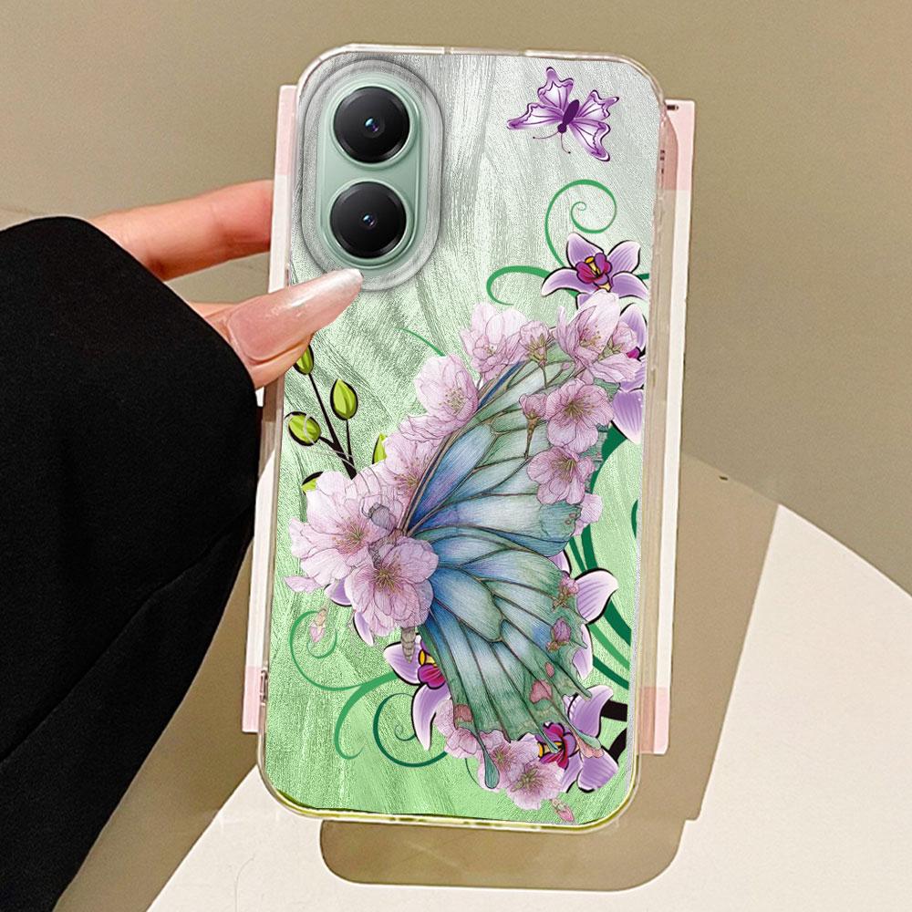 Green Butterfly Colorful Gradient Women Girls Phone Case for Xiaomi Poco X5 X7 M6 Pro X6 X3 Pro NFC C75 C71 C65 C61 M5S Cover