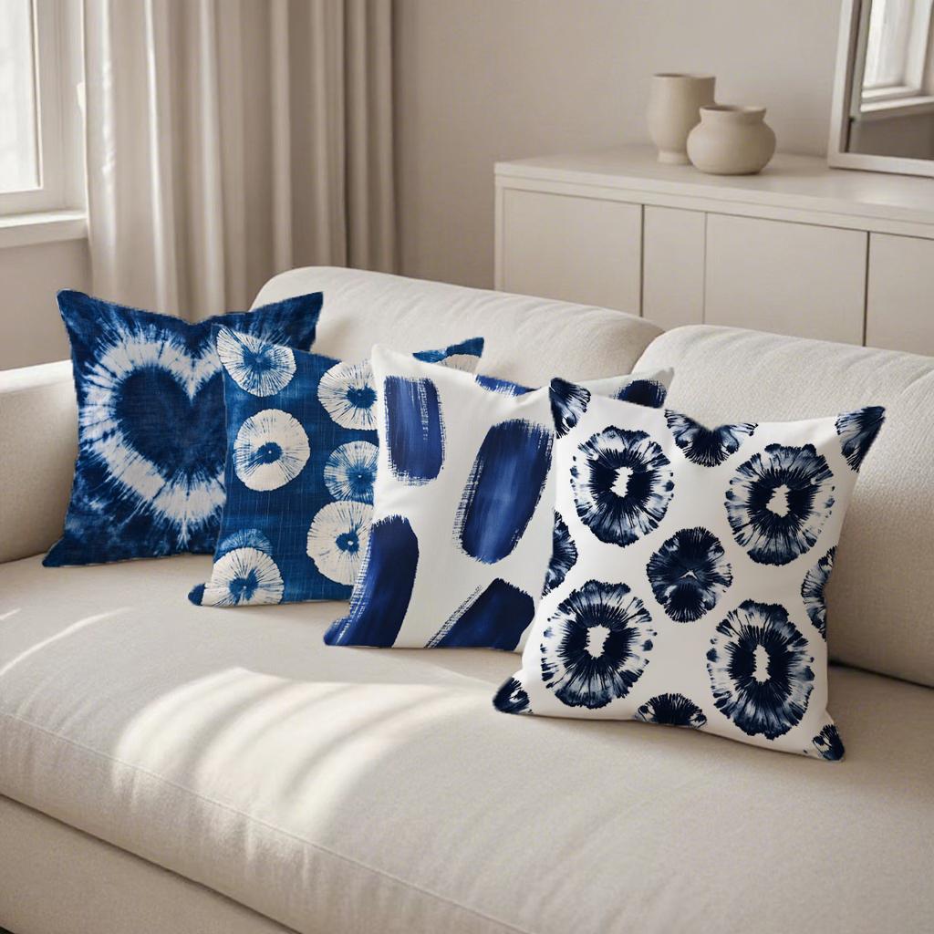 Kissenbezüge mit blauem und weißem MusterGeeignet für Sofa, Auto, Schlafzimmer, dekorativer Kissenbezug