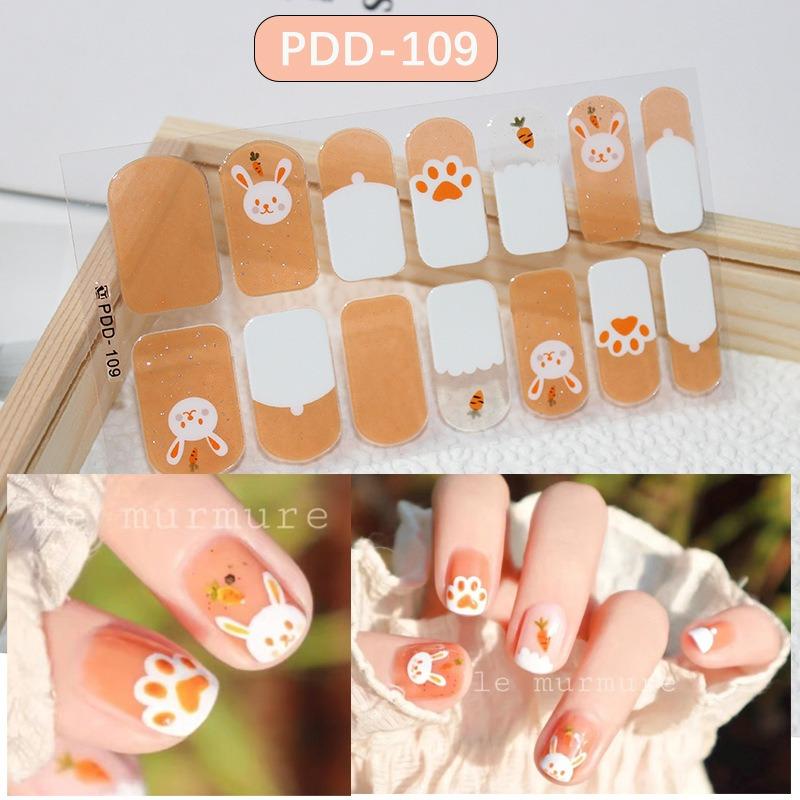 60 stili fai da te adesivi per unghie in gel semi polimerizzato fiori freschi di colore solido a lunga durata in primavera strisce per unghie cursore patch copertura completa decalcomania