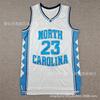 Camiseta de Baloncesto Universitaria Vintage Michael Jordan UNC 23 Azul Blanco Negro Bordada Retro Ropa para Fans
