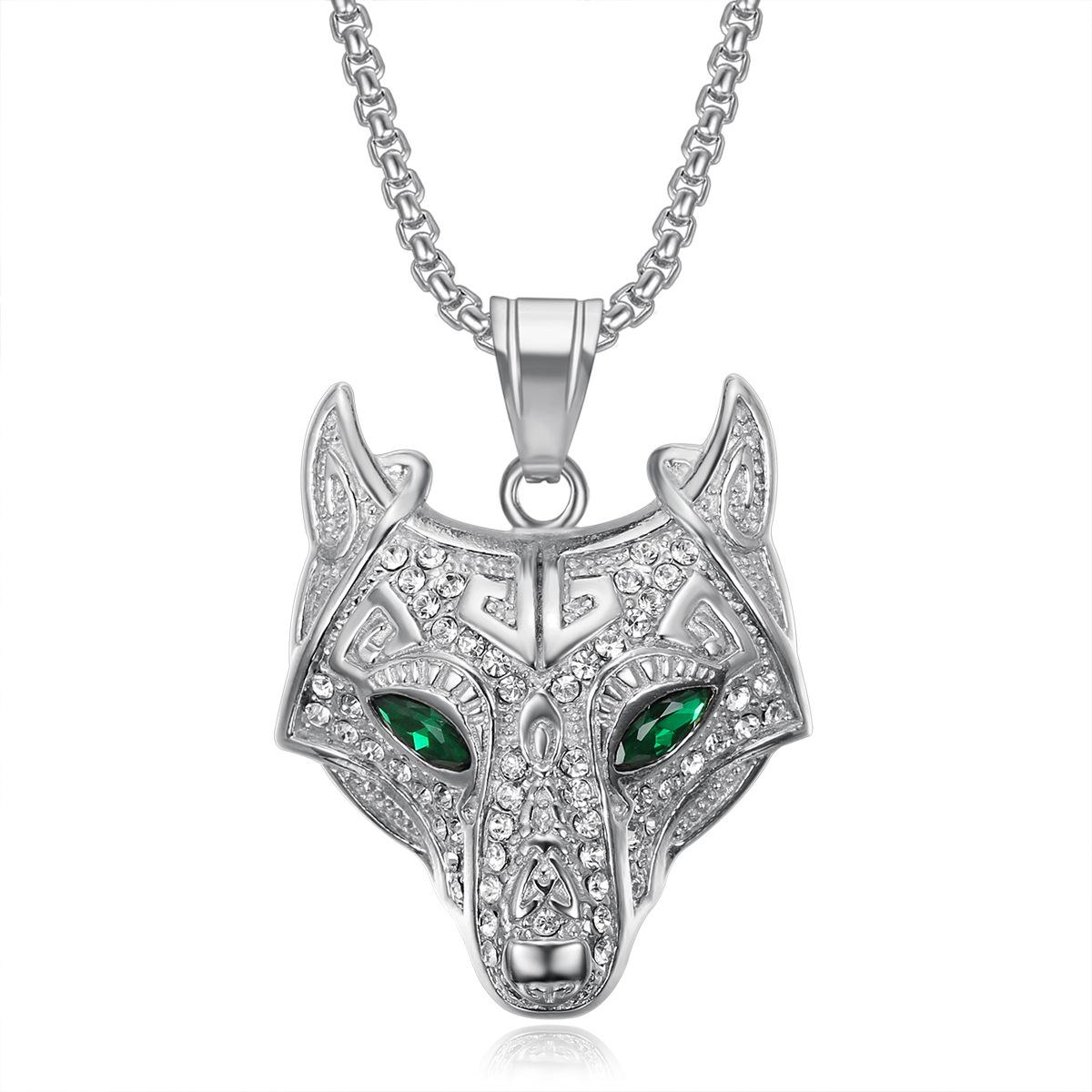 Hip Hop Wolf Head Pendant Stainless Steel Animal Necklace for Men Jewelry Accessories