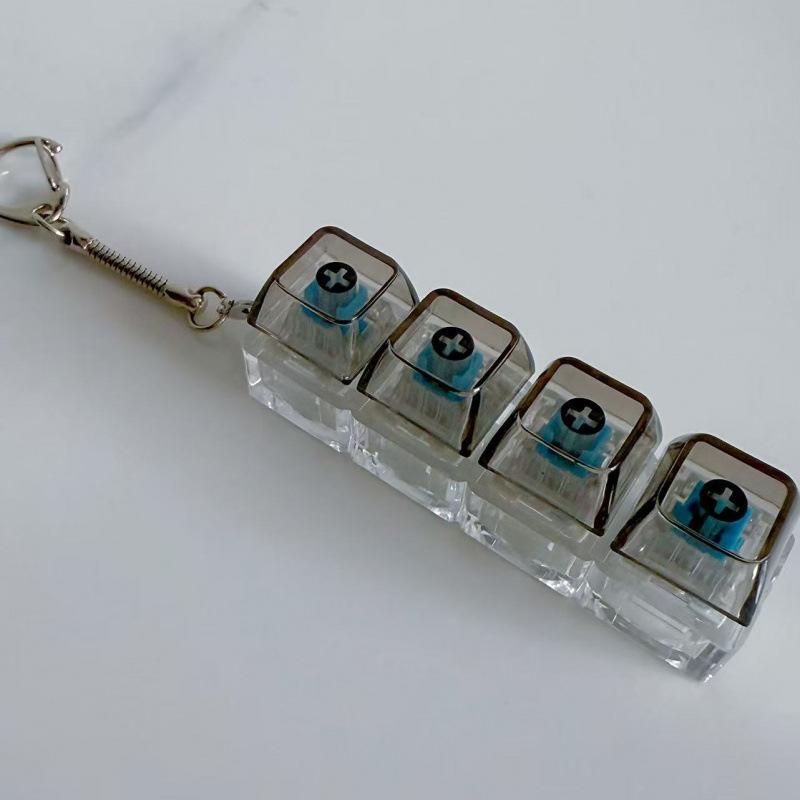 Creative Decompression Keyboard, Keychain, Transparent Mechanical Button With Light Macaron Color Pendant Explosion