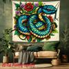 Stained Glass Style Snake Tapestry Colorful Floral Snake Wall Hanging Boho Aesthetic Room Decor 180x350cm