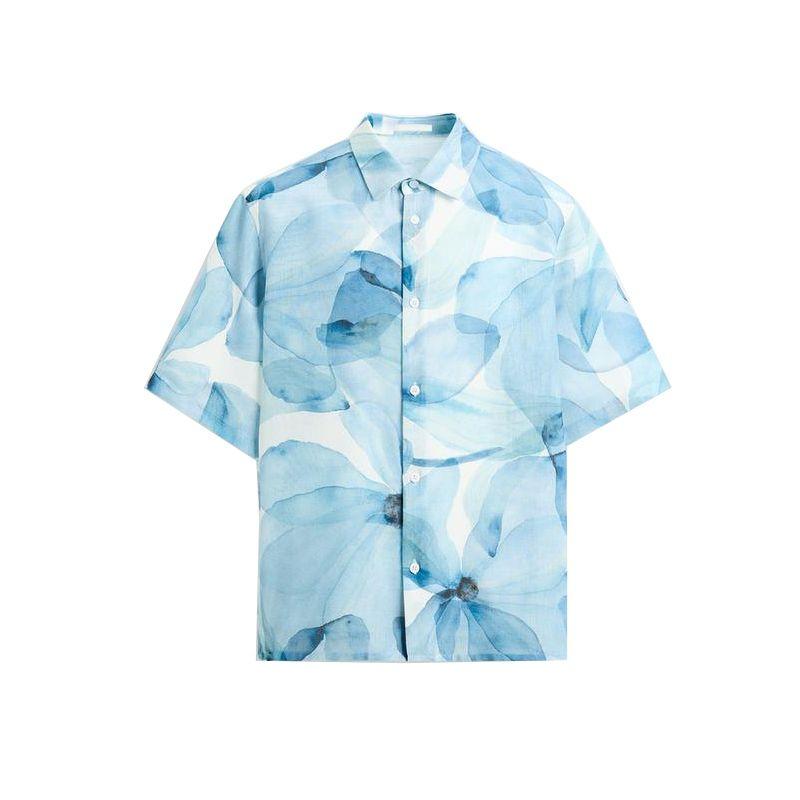 

Летняя Новинка Мужская Одежда Приморский Пляжный Стиль Свободная Рубашка с Лацканами и Короткими Рукавами с Абстрактным Принтом 4697607 Blue L