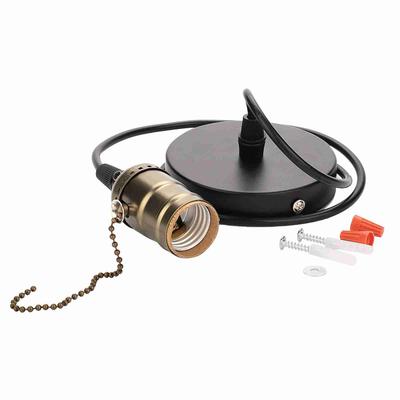 Portalámparas colgante vintage E26 con interruptor de cadena y base para lámpara montada en el techo