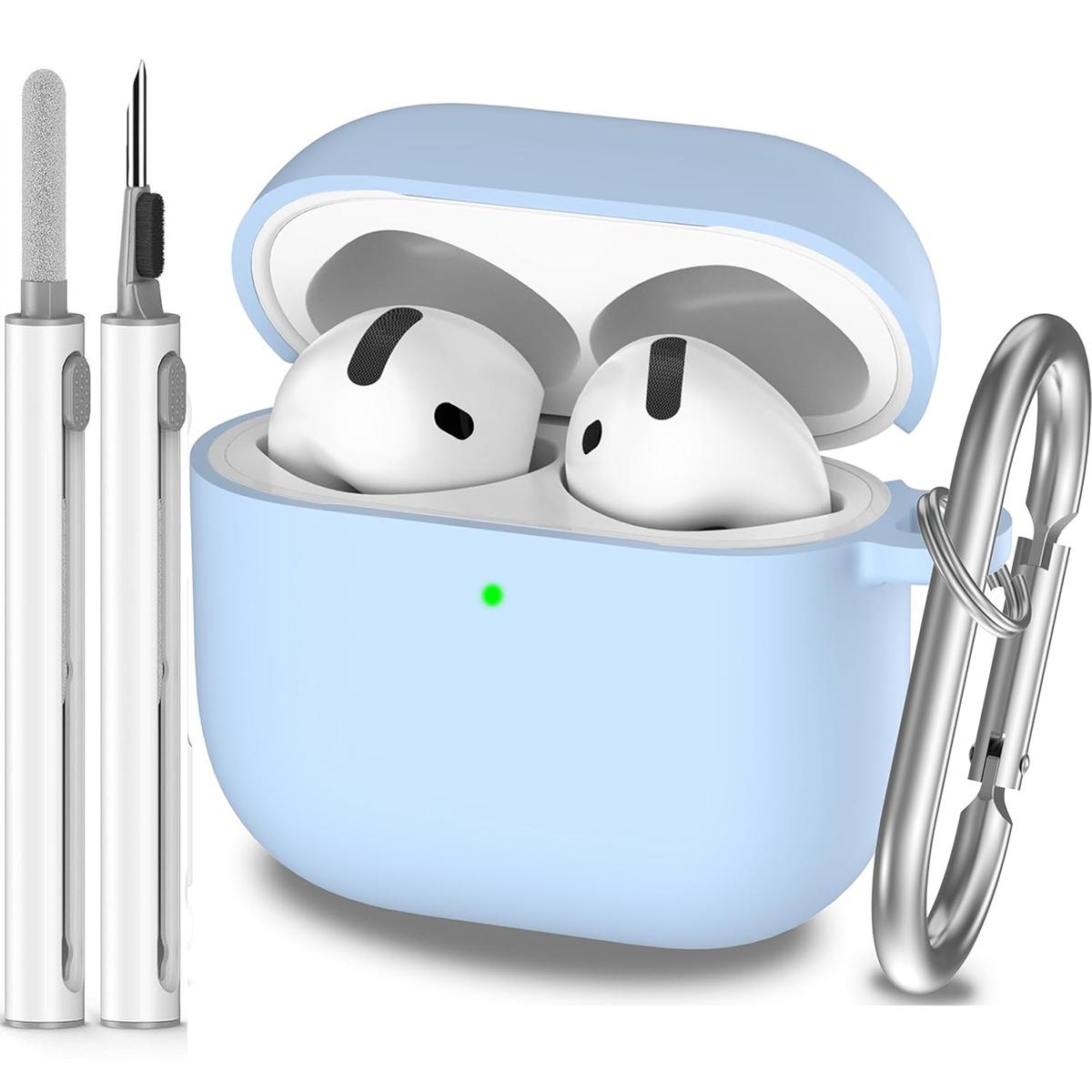 

for AirPods 4th Generation Case Cover 2024, Military Grade Soft Silicone Shock-Absorbing for AirPods 4 Case with Keychain & Clea