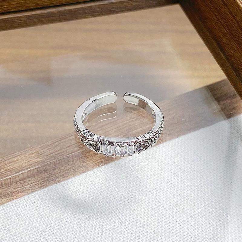 Day Cold Wind Zircon Light Luxury High Sense Open Ring Exquisite Geometric Personality Niche Ring Woman