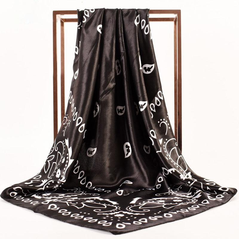 Women's Paisley Print Square Scarf Satin Sheen Lightweight Head Wrap Fashion Accessory Summer Geometric Shawl Neck Scarf