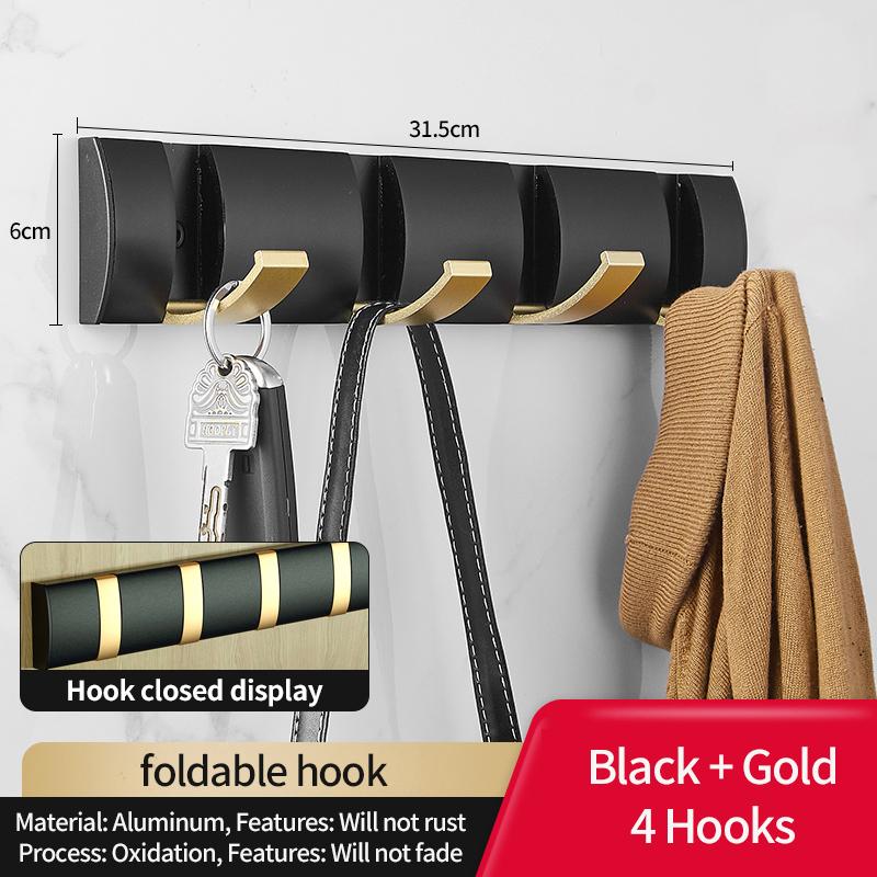 YUNJIEYA Folding Door Hooks Towel Hanger Nail Free Punch Wall Rack  Hook Coat Clothes Holder for Bathroom Kitchen Accessories