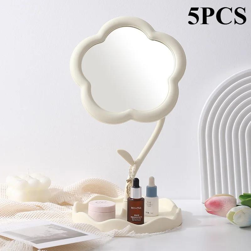 Sunflower Makeup Mirror for Students Desktop Flower Beauty Mirror Girl Dressing Table with Hanging Jewelry
