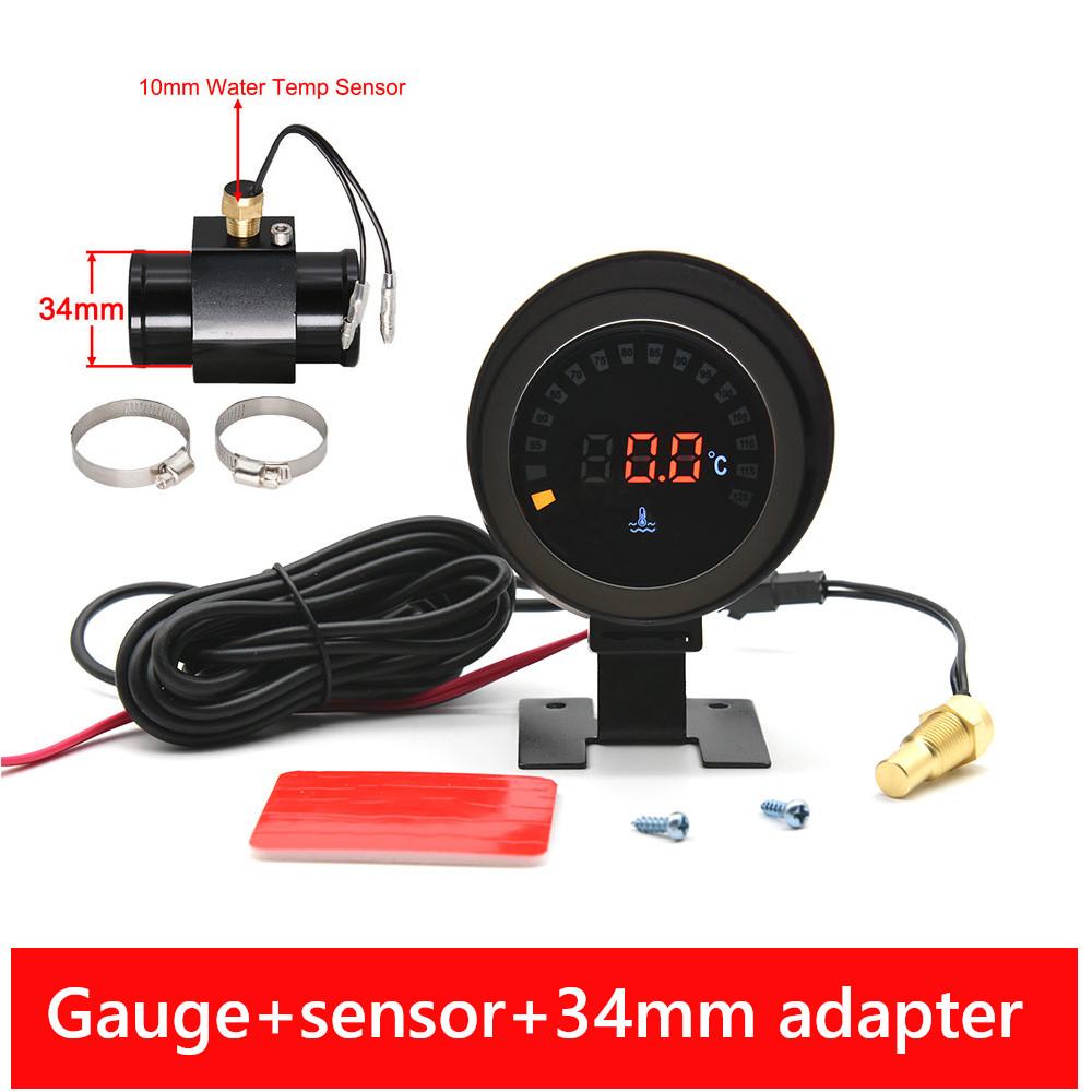 12V/24V LCD Digitaler Wassertemperaturmesser + 10mm Temperatursensor + Adapter-Verbindungsrohr-Sensor Für Auto-Messinstrument-Modifikation Celsius