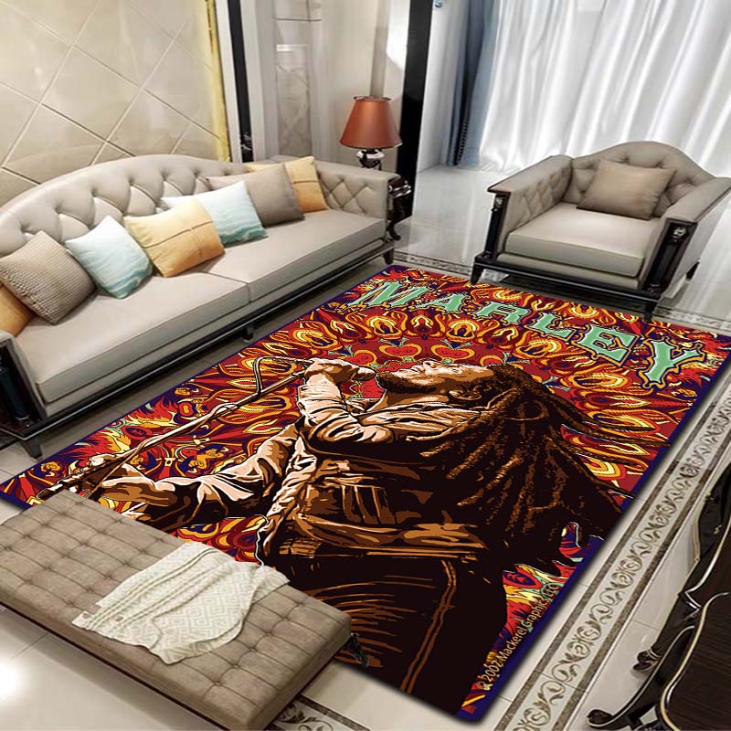 Bob Marley Album Carpet Reggae Music Jamaican Style 3D Flannel Carpet Home Living Room Bedroom Decoration Bathroom Carpet Gift