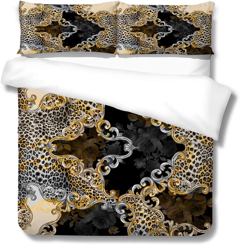 Polyester Quilt Cover Pillowcase Two Or Three-Piece Set 3D Digital Printing Leopard Print Series