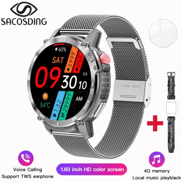 Music Smart Watch 4g Rom Bluetooth Call Sports Watches Men Waterproof Smartwatch For Android Ios Support Tws Earphones