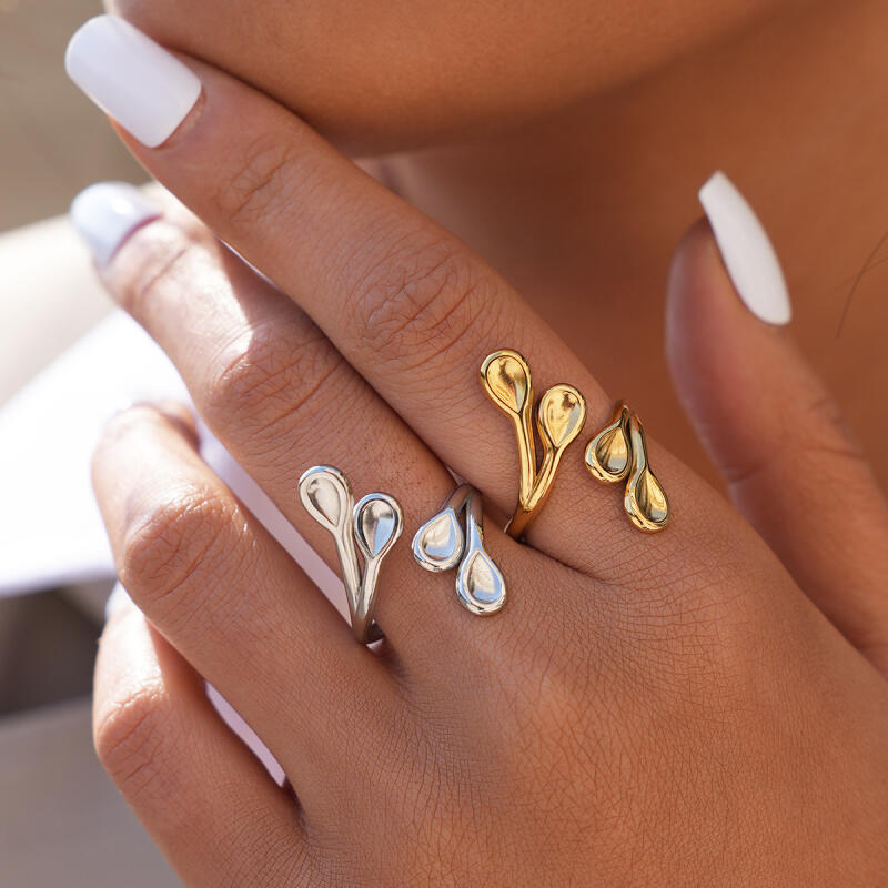 Geometrische Unregelmäßige Blatt Lange Verstellbare Ringe für Damen Herren Mode Klassisch Wasserdicht Öffnungsringe Party Schmuck Zubehör
