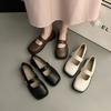 Fashion Temperament, White French Light Mouth Square Head Mary Jane Shoes, Summer Retro Single Shoes