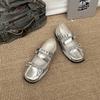 Retro Silver Mary Jane Shoes Women's Summer New Niche Bow Ballet Shoes Women's Single Shoes