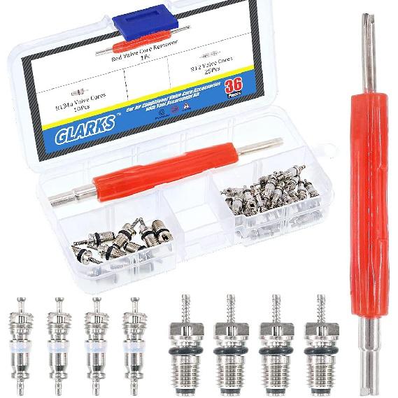 36Pcs Car Air Conditioner Valve Core Schrader Valve Cores Accessories -36Pcs