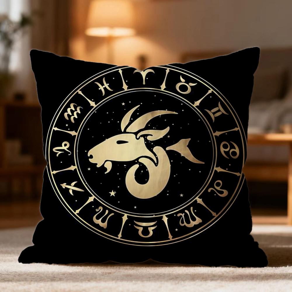 TTwelve Constellations Cushion Cover Soft Washable Pillow Case Multi-Scene for Couch Bed Travel Office Use