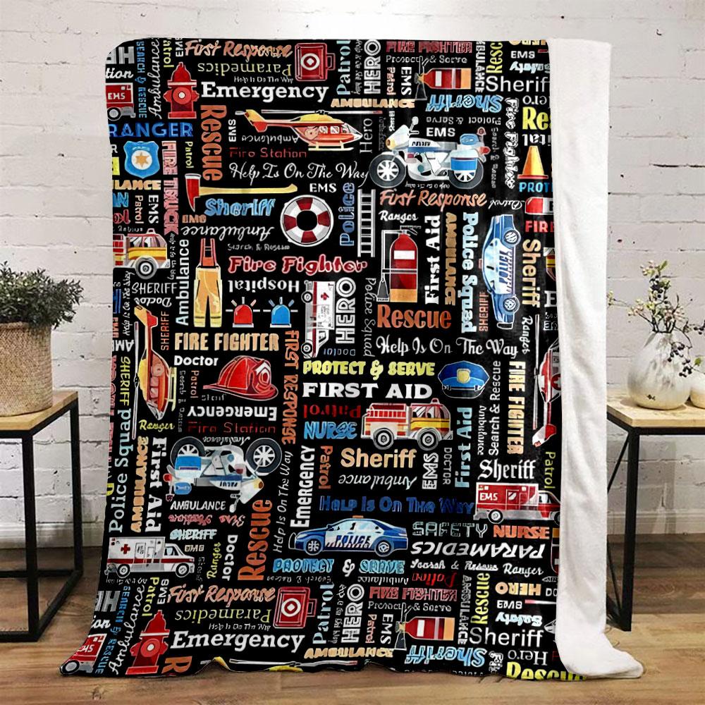 Emergency Rescue Print Blanket Bedroom Blanket for Livingroom Couch Lunch Break Soft Throw for Friend's Festival Gift