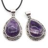 Natural Crystal Agate Water Drop Pendant Semi-Precious Stone Gem Inlaid Alloy Abalone Shell Necklace Crystal Crafts