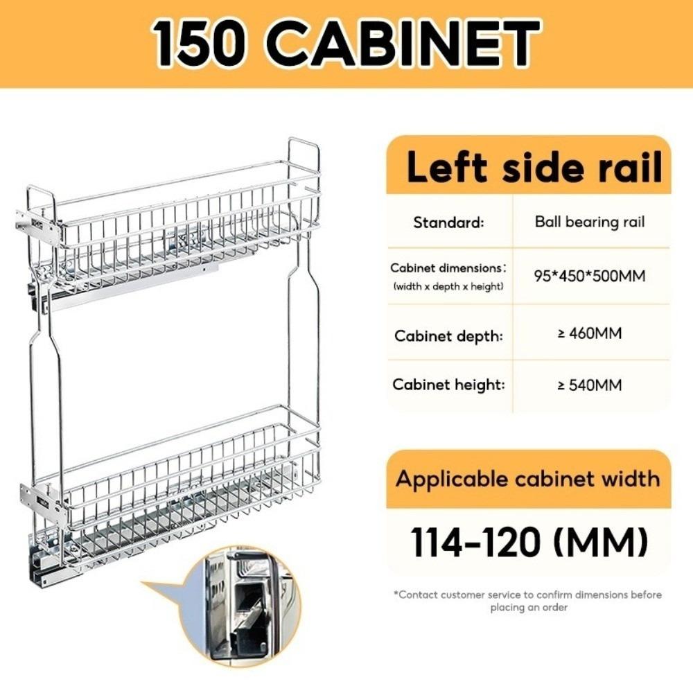 2 Layer Condiments Pull Out Basket 304 Stainless Steel Durable Kitchen Organizer Pull Out Design Cabinet Organizer
