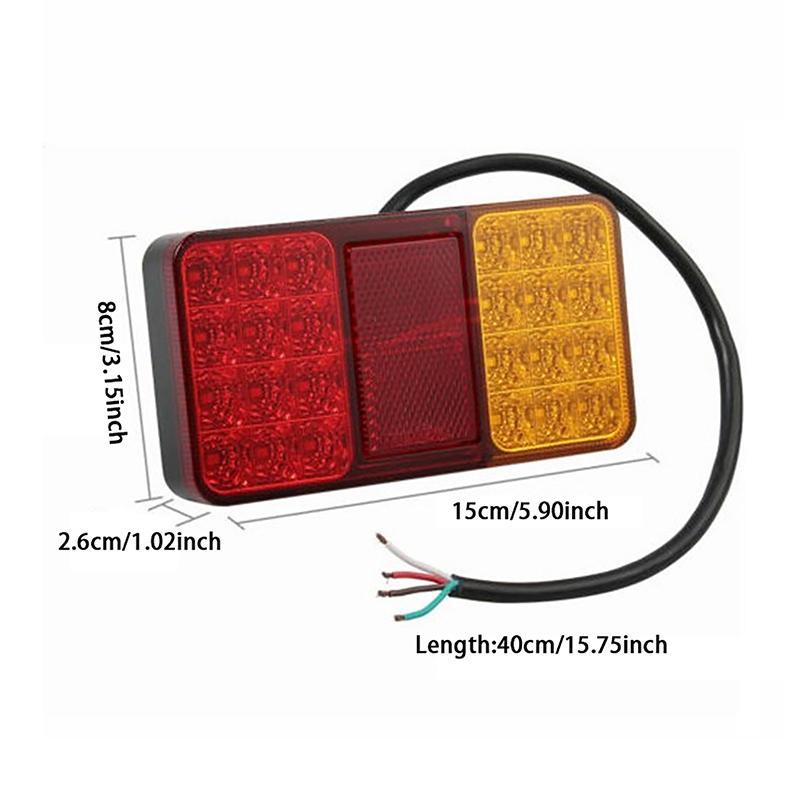 12V Car Truck Tail Light Taillight Rear Stop Brake Light 24 Led Waterproof Indicator Signal Lamp Boat Trailer Caravan Van Lorry