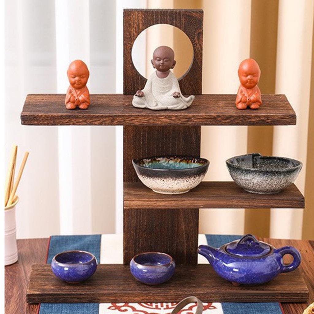 3 Tier Wooden Desk Shelf Organizer Desktop Storage Rack Desk Display Rack for Living Room Bedroom Kitchen Office Decor