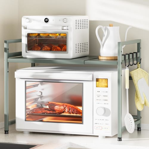 DAIWIN Microwave Rack, Toaster Rack, Extendable, Width (36-59cm), Adjustable Shelf Height, 50kg Load Capacity, Over-the-Sink Kitchen Storage Rack with