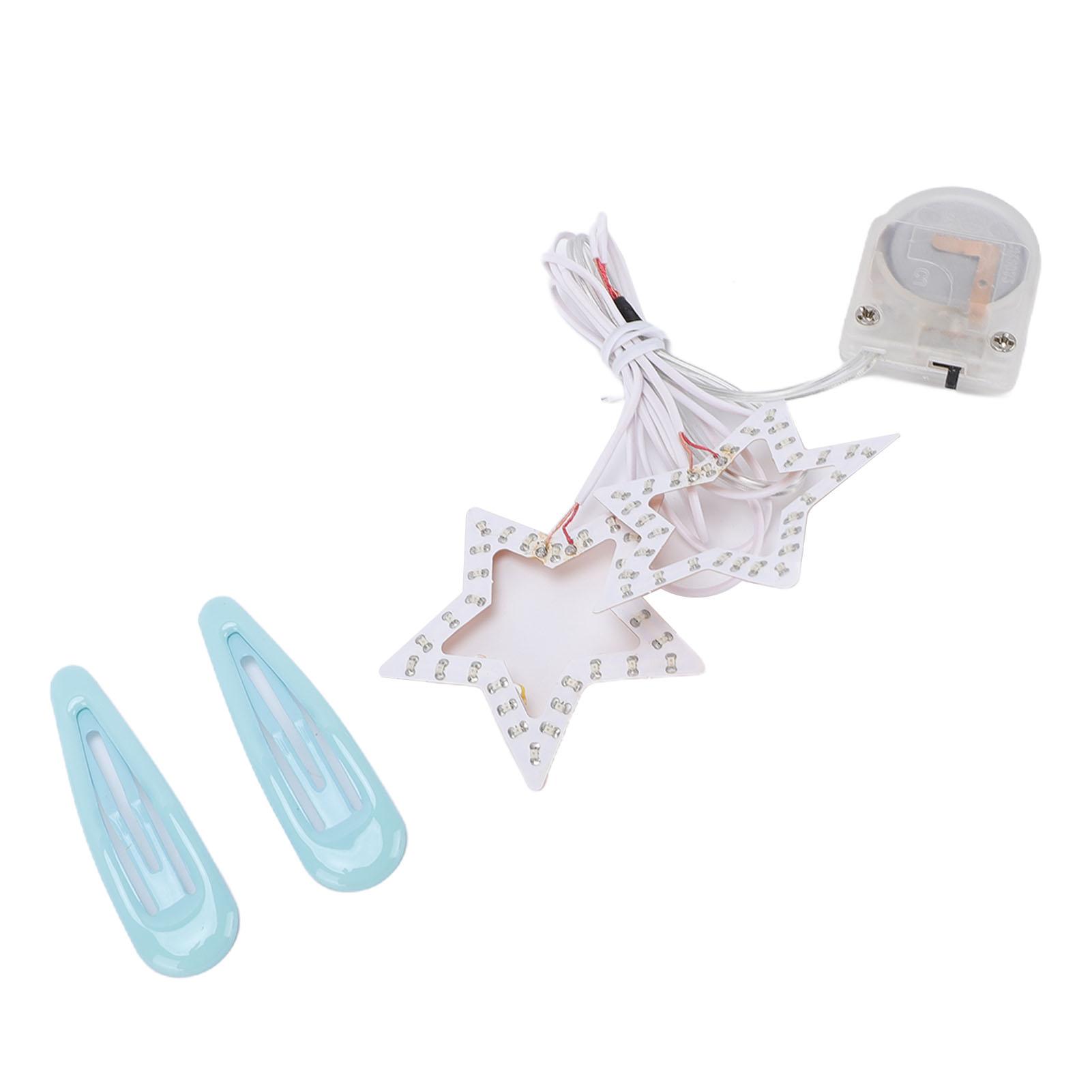 

Face Sticker Lights Star Shaped Adjustable LED Luminous Eyelash Lamp Battery Powered with Hair Clips for Parties