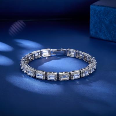 White Rectangle Sliver Plated Bracelet Luxury Custom Fashion Jewelry Bracelets
