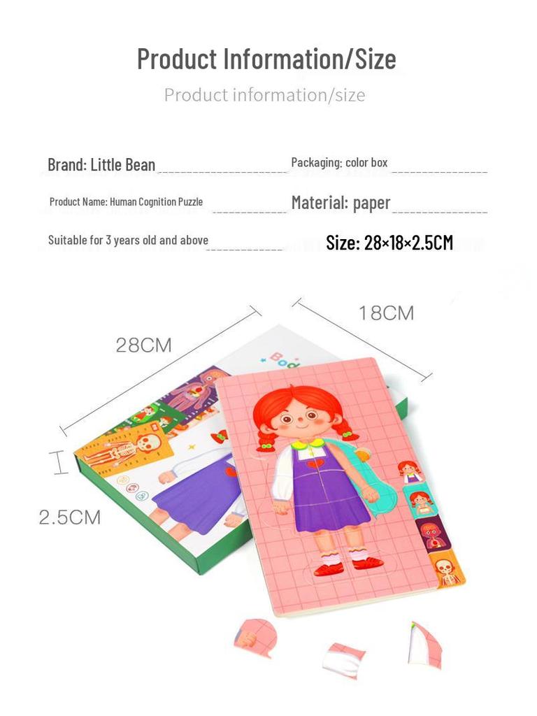 Cartoon Body Puzzle: Fun Educational Toy for Children's Cognitive and Concentration Development