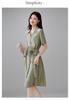 100% mulberry silk short sleeved shirt for women, versatile for summer commuting in 2026, medium to long length silk shirt for women