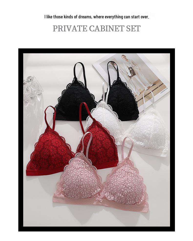 French Lace Push-Up Wireless Bra & Panty Set for Women - Sexy, High-end, Beautiful Back, Plus Size.