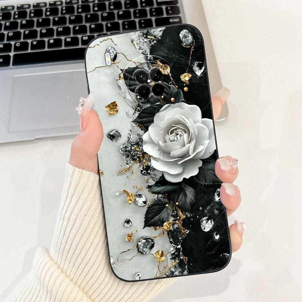For Huawei Y9A Case Cover Luxury Fashion Flowers Kawaii Cute Cat Shockproof Phone Case For Huawei FRL-22 FRL-23 FRL-L22 FRL-L23