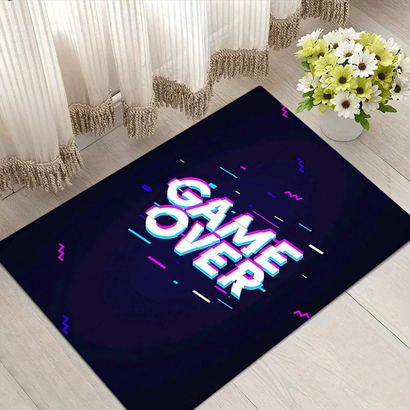 1pc Game over Print, Design Indoor Area Rug - Soft, Anti-Slip, and Durable Gaming Room Decor for Bedroom, Living Room