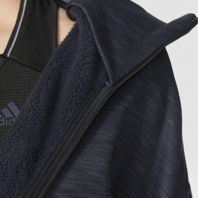 Adidas Logo Printed Zip-Up Hoodie Women Jackets Black S94565