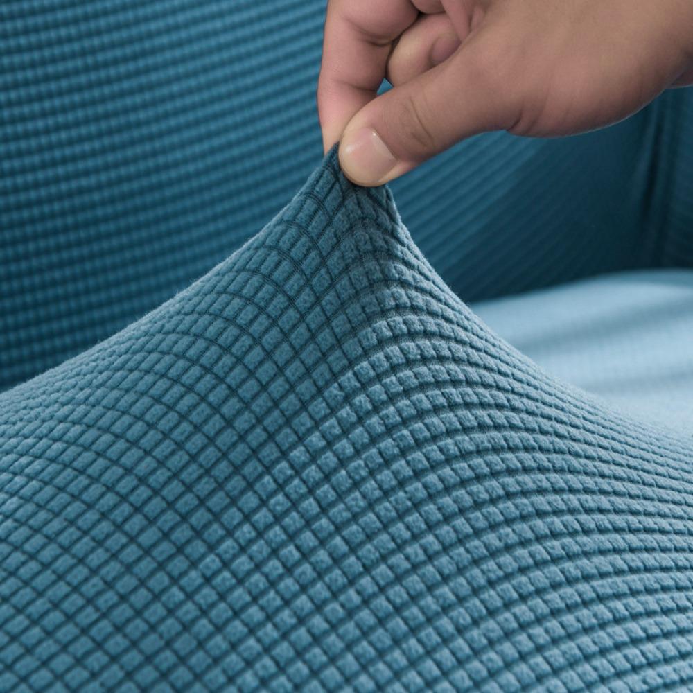 Corn Grain Fleece Couch Cover Full Coverage Thickened L Shape Sofa Cover Elastic All Season