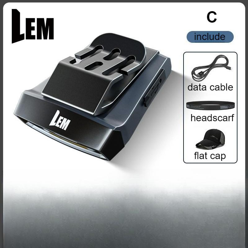 LEM Headlight Fishing Sensing Hat Clip Light Strong Light Super Bright Charging Head Mounted Clip On Long Range Fishing Light