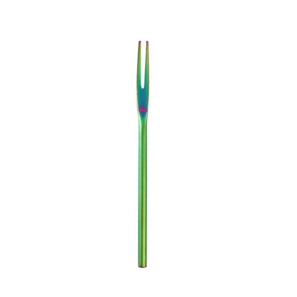 Thin 1 pcs Long Handle Household Stainless Steel Solid Fruit Fork Fruit Toothpick Tableware Utensil Kitchen Supplies