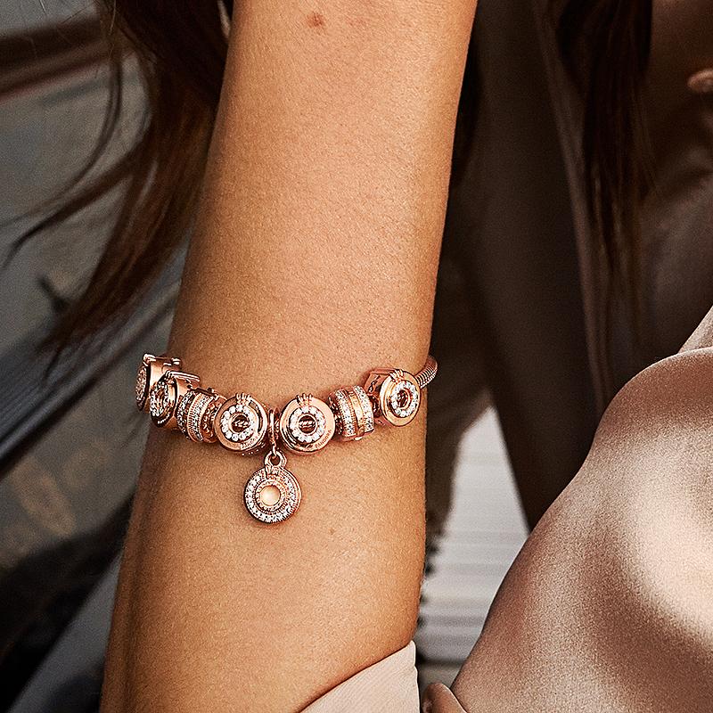 Pandora Rose Gold Pavé Crown Letter O Charm Unisex Charm 789055C01