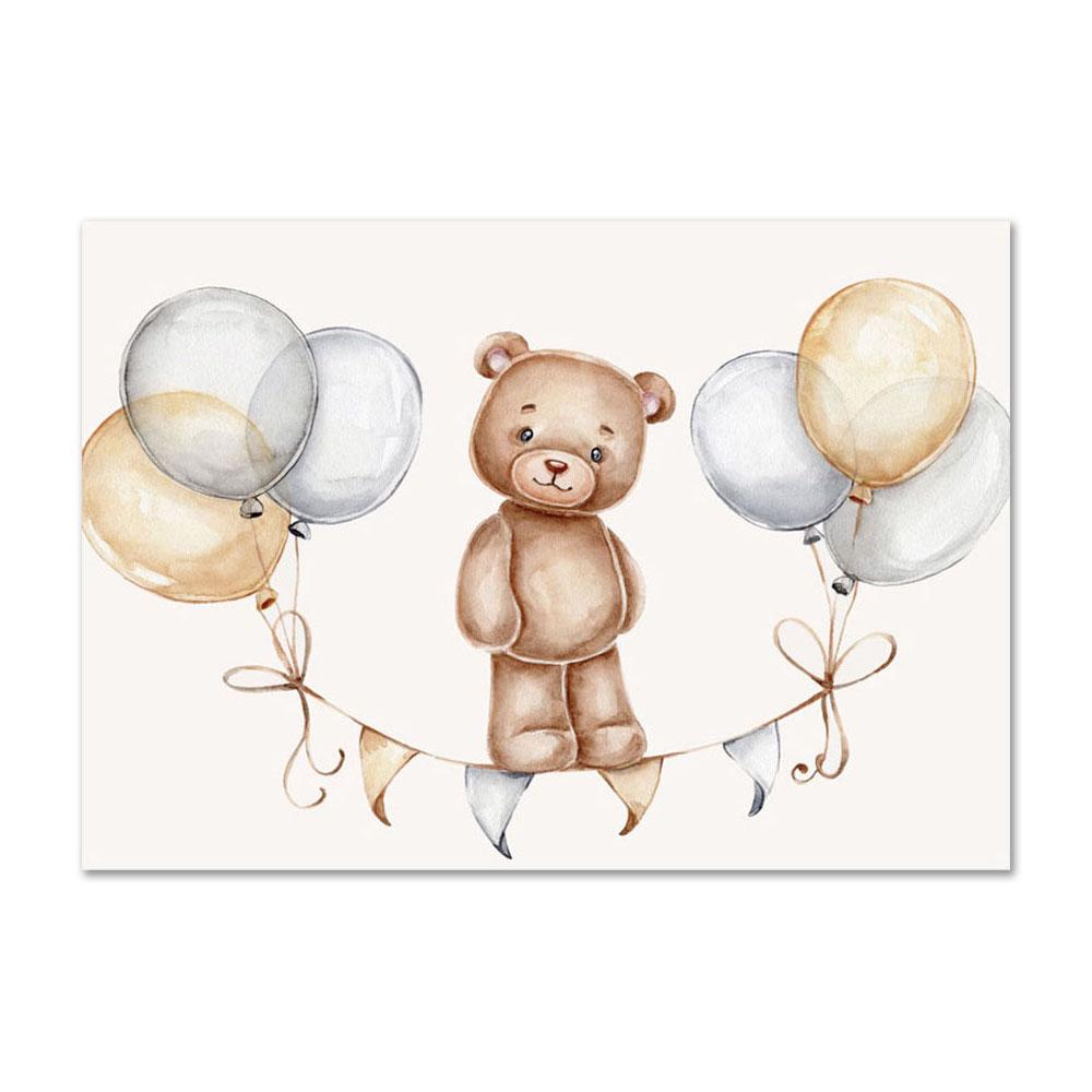 Personalized Nursery Wall Art Poster and Prints Customized Wall Art Cartoon Bear Moon Rainbow Cloud Star Canvas Painting Picture