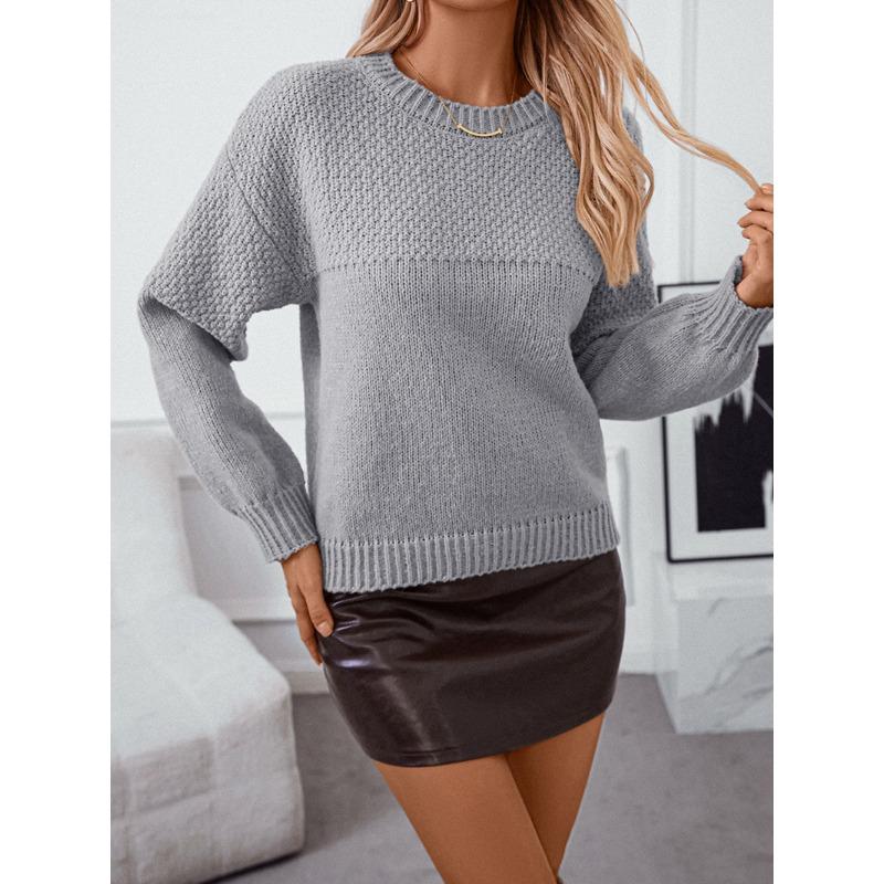 Женский трикотаж Осень/зима Круглый вырез Пуловер Вязаный свитер XL хаки — фото 10